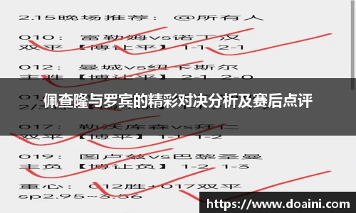 佩查隆与罗宾的精彩对决分析及赛后点评